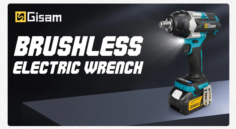 Gisam 1800N.M Torque Brushless Electric Impact Wrench 1/2 inch Screwdriver Cordless Wrench Power Tool For Makita 18V Battery Pin