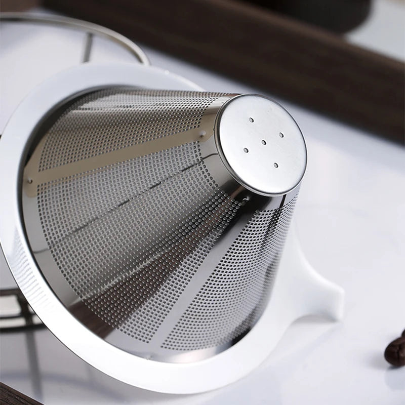 Stainless Steel Coffee Filter 800 Mesh Coffee Dripper with Holder Coffees Drip Mesh Kitchen Coffee Strainer Coffee Accessories