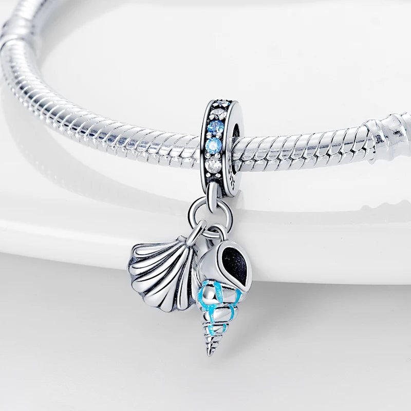 Ocean Series - Original Genuine 925 Sterling Silver Turtle Crab Mermaid Charm Beads Suitable for 3mm Bracelet DIY Making Pendant