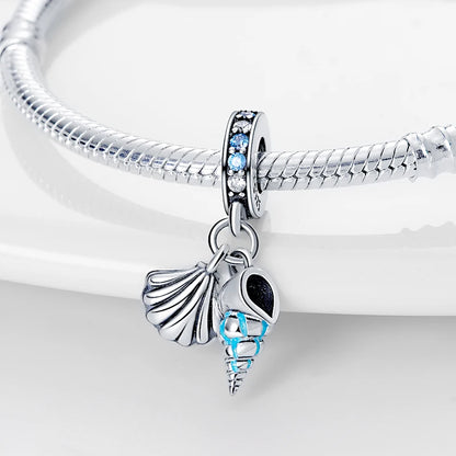 Ocean Series - Original Genuine 925 Sterling Silver Turtle Crab Mermaid Charm Beads Suitable for 3mm Bracelet DIY Making Pendant