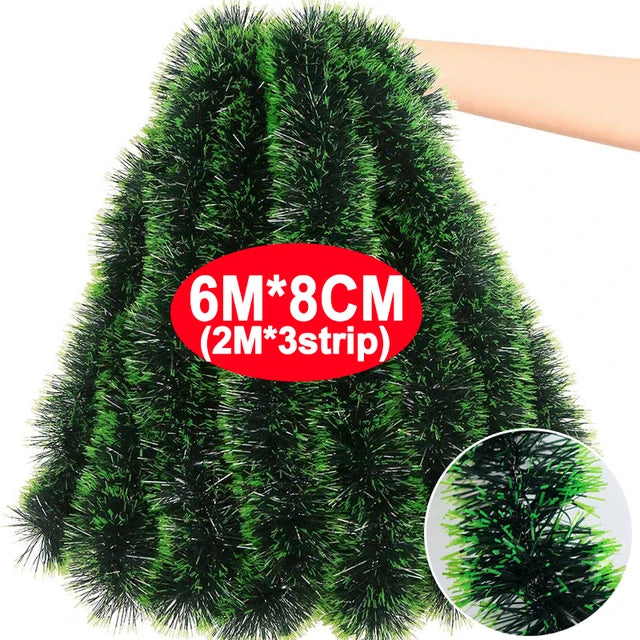 Christmas Green Cane Ribbons Garland DIY Christmas Tree Ornaments Green Cane Ribbons Wreath Hanging Pendant Home Party Decoration 