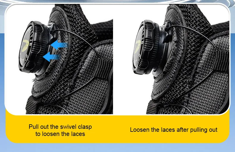 Men Rotating Button Safety Shoes Steel Toe Work Sneakers Indestructible Shoes Puncture-Proof Work Boots Air Cushion Safety Shoes