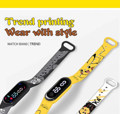 Pokemon Pikachu Dragon Ball Z Sport Casual Watches Led Silicone Watch Color Lovely Digital Children Wristwatch Clock Gift Toys
