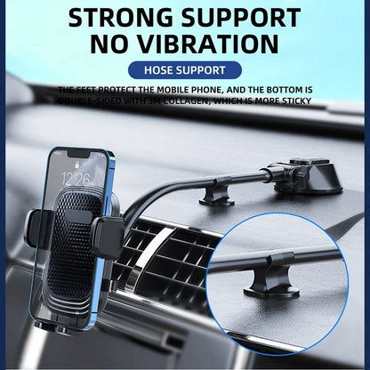 360° Rotating Car Phone Holder Universal Windshield Dashboard Phone Mount Flexible Long Arm Bracket Support GPS Suction Base