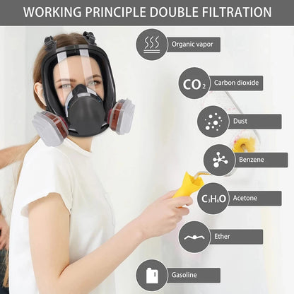 27 In 1 6800 Industrial Painting Spraying Respirator Gas Mask 2 In 1 Suit Safety Work Filter Dust Full Face Mask Replace MMM