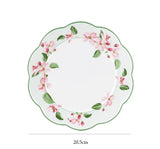 Ceramic Plate Household Bone China Dinner Plate Set Vintage Green Flower Dishes Tableware Oval Large Tray Dinnerware Sets