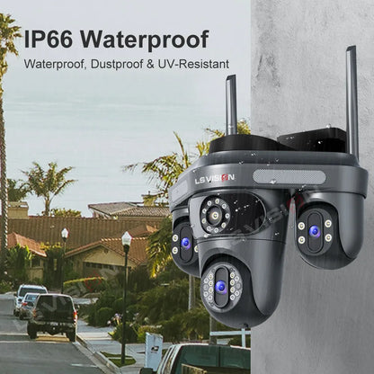 LS VISION 15MP Three Screen WiFi Camera Outdoor Three 360°Rotation PTZ IP Camera Human Auto Tracking Video Surveillance Cam CCTV