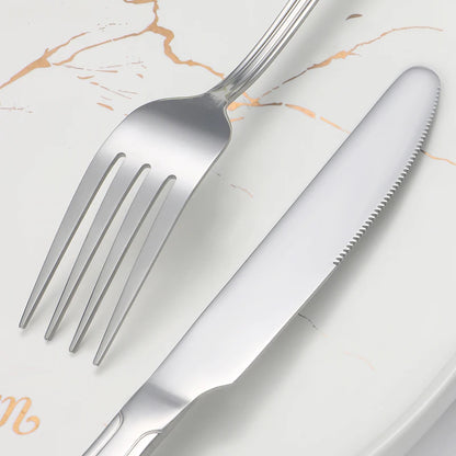 Juego de cubiertos de acero inoxidable de 6/30 Uds., cuchillo para carne y tenedor, tenedor y cuchara de postre, de alta gama, adecuado para restaurantes y hoteles
