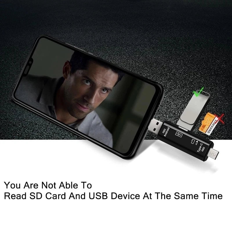 5 In 1 Multifunction USB 2.0 Type C/Usb/Micro Usb /TF/SD Memory Card Reader OTG USB Reader Card Adapter Mobile Phone Accessories