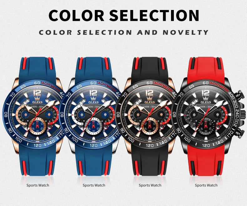 OLEVS 9936 Men's Watch Original Brand Quartz Wristwatch Waterproof Luminous Watches For Men Stylish Design with Silicone Strap