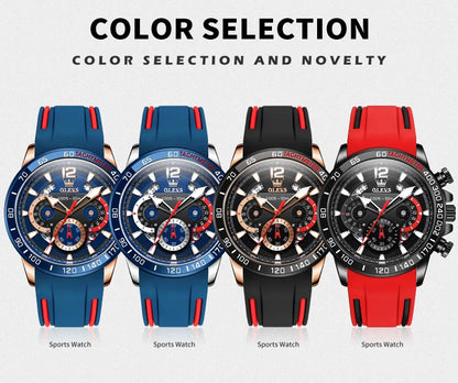 OLEVS 9936 Men's Watch Original Brand Quartz Wristwatch Waterproof Luminous Watches For Men Stylish Design with Silicone Strap