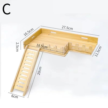 Practical Hamster Toy Thickened Entertainment Smooth Hamster Double Layer Wooden Climbing Platform with Ladder