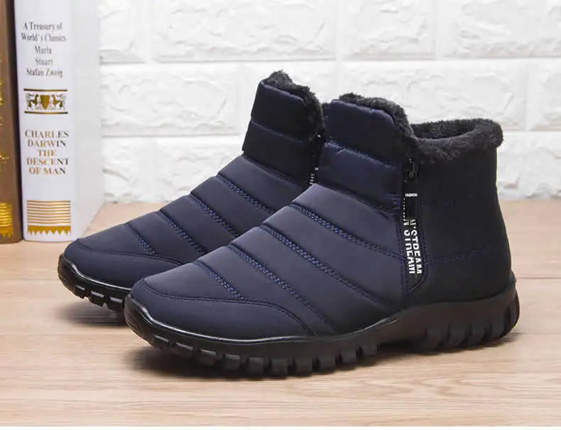 Botas de nieve de invierno para hombre, zapatos impermeables con doble cremallera, botas de lluvia, botas de pesca de invierno, zapatero de invierno, botas para hombre