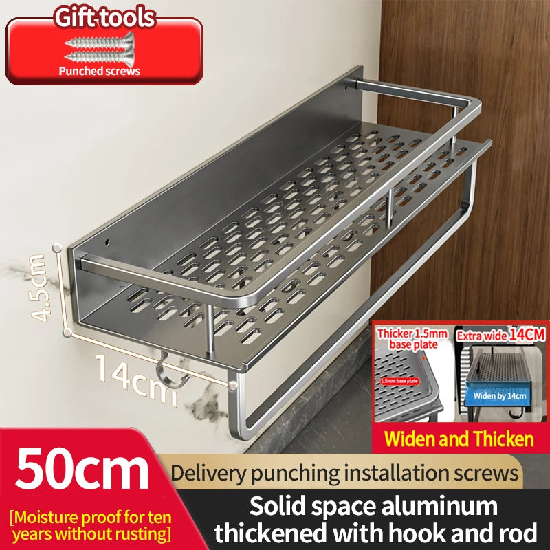 Aluminum Kitchen Rack Kitchen Shelf Toilet Storage No Drill Hanging Rack Bathroom Organizer Hang on the Wall Kitchen