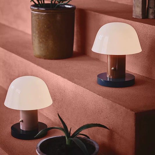 Mushroom Table Lamp Warm Color Night Light USB Rechargeable LED Touch Desk Light Piano Coating Surface Love Gift Lamp