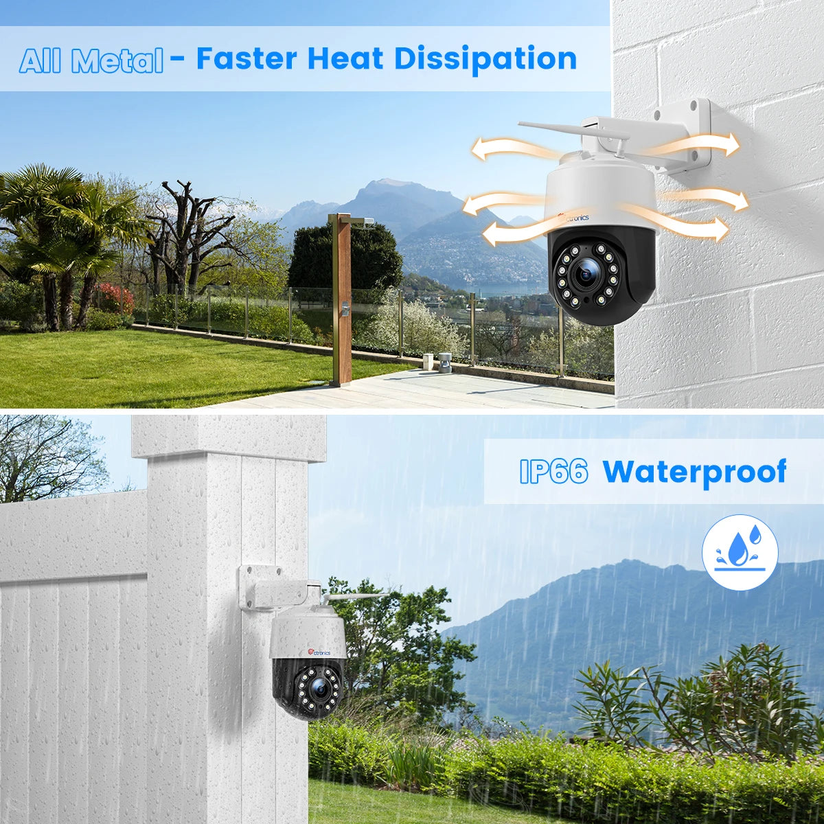 Ctronics Real 4K 8MP WiFi cámara de vigilancia al aire libre 360 ​​16X 5X Zoom óptico cámara de seguridad Color visión nocturna seguimiento automático