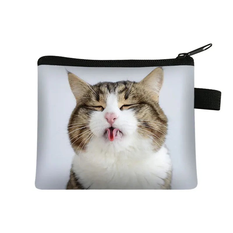 Coin Purse New Animal Cat Children's Wallet Student Portable Card Coin Key Storage Bag Polyester Hand Bag Mini Bag