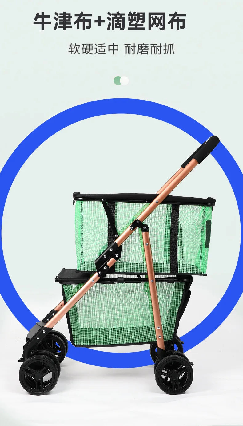 Supermarket Folding Multi-functional Travel Vehicle Can Be Separated Shopping Cart Picnic Camping Portable Outdoor Pet Supplies