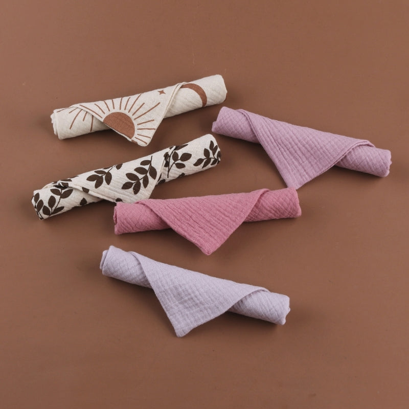 5 toallas de algodón absorbentes y suaves para bebé, para limpiar la cara, pañuelos, toallitas para el baño y la alimentación.