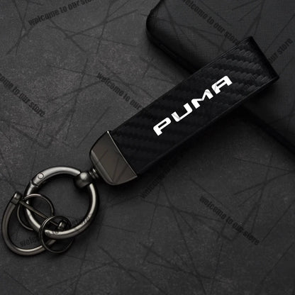 Car Keychain For PUMA ST Cougar Wolf MK3 MK4 MK5 MK6 Logo Carbon Fiber Leather Zinc Alloy Emblem Key Chain Accessories