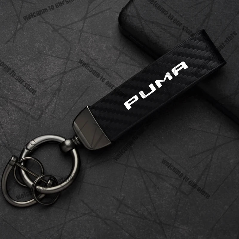Car Keychain For PUMA ST Cougar Wolf MK3 MK4 MK5 MK6 Logo Carbon Fiber Leather Zinc Alloy Emblem Key Chain Accessories