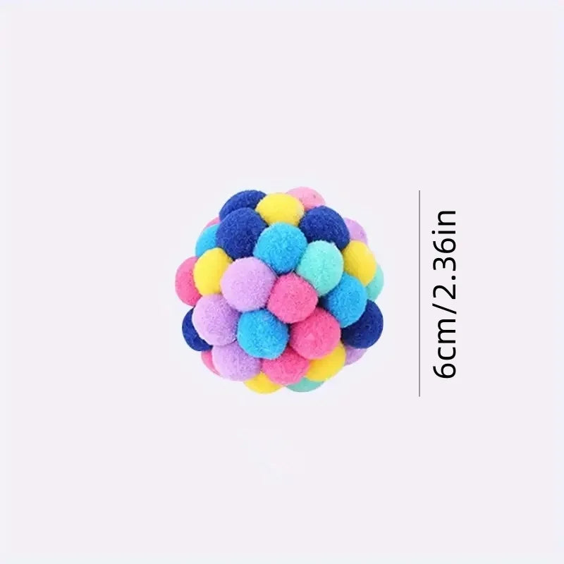 1/3PCS Cat Toys, Cat Plush Ball Toy, Pet Elastic Bell Ball, Self-Play Colorful Woolen Ball for Cats