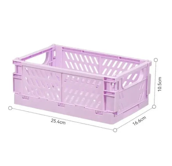 Caja de almacenamiento plegable de plástico, cesta apilable, bonita caja para maquillaje, joyas, juguetes, organizador portátil. 