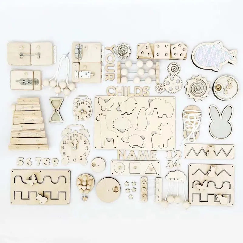 Kids Busy Board DIY Toys Basic Life Skill Training Montessori Educational Lock Cognition Activity Accessorie Material Learning