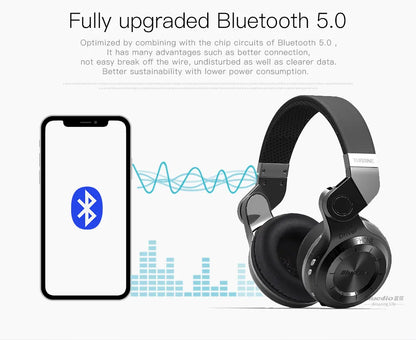 Bluedio T2+ Bluetooth Headphone Wireless Headset Foldable Sport Earphone Bluetooth 5.0 HIFI Sound 57mm Strong Bass SD Card Slot