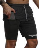 Cross Print 2 in 1 Workout Running Shorts for Men Christian Gym Performance Shorts with Phone Pocket Towel Loop Athletic Outfits