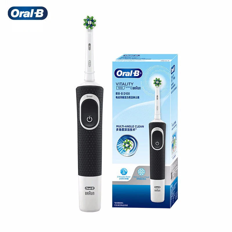 Cepillo de dientes eléctrico Oral B D100 2D Vitality, resistente al agua, con cargador inductivo y temporizador.