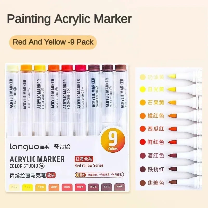 9/144 Colors Acrylic Paint Art Marker Pen DIY Painting Drawing for Card Ceramic Stone Mug Glass Fabric Clothes Art Supplies