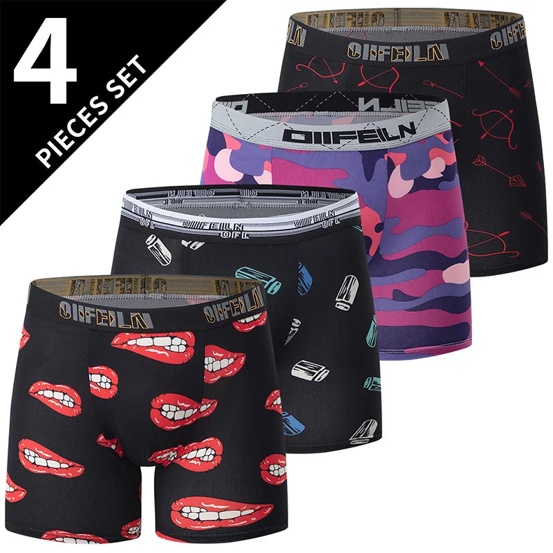 4/5 /10 Pcs Fashionable Men's Long Underwear Casual Boyshort Youth Sports Shorts Comfortable Breathable Stretch Shorts Underwear