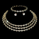4-piece women's jewelry set with rhinestones, multi-layer collars, earrings, bracelets, wedding party accessories