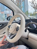 Napa Leather Perforated Patchwork Car Steering Wheel Cover, Non-slip, Breathable, Universal 15 Inch (Approx. 38cm)