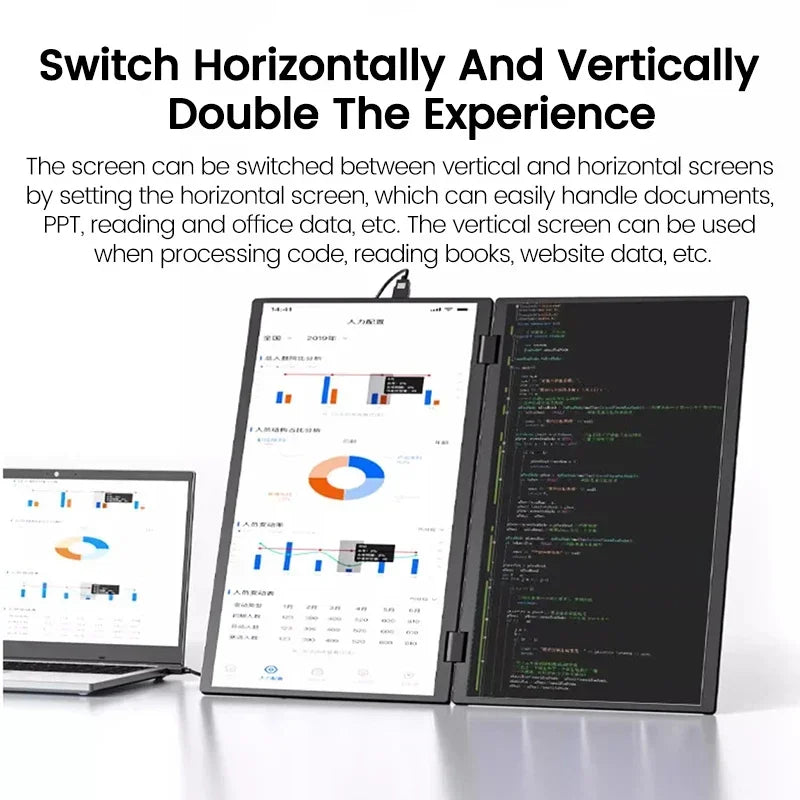 2025 15.6 Dual Screen 1920*1080P 60Hz Touch/Non-Touch Portable Monitor IPS Low Blue Light Eye Protection 360° Folding Drive-free
