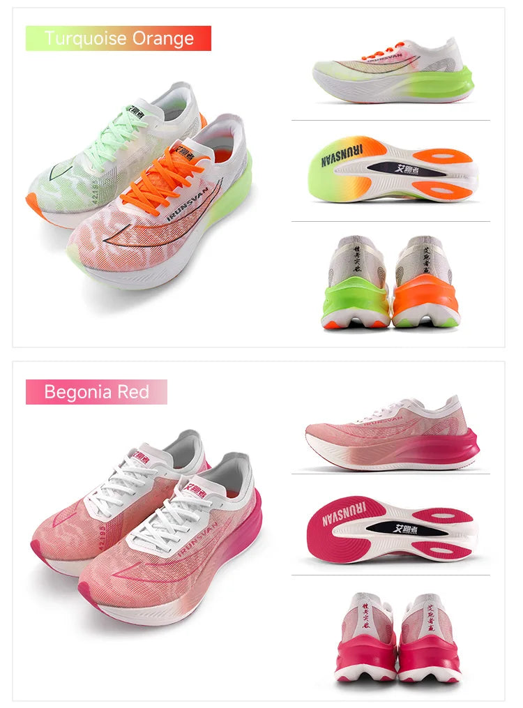 IRUNSVAN Nylon Carbon Plate Professional Marathon Running Shoes for Men Lightweight Cushioning Training Outdoor Sneakers Women