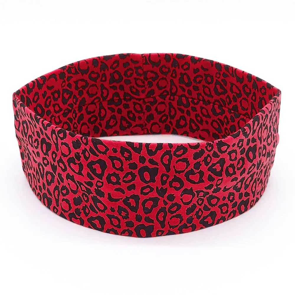 Fashion Leopard Print Sports Headband Yoga Headband Women's Fitness Elastic Cotton Sweat-Absorbing Headscarf Athletic Headwear