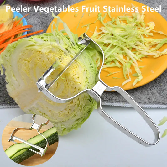 Pelador de verduras y frutas, cuchillo de acero inoxidable, rallador de col, cortador de patatas para ensalada, accesorios de cocina, herramientas de cocina de boca ancha.