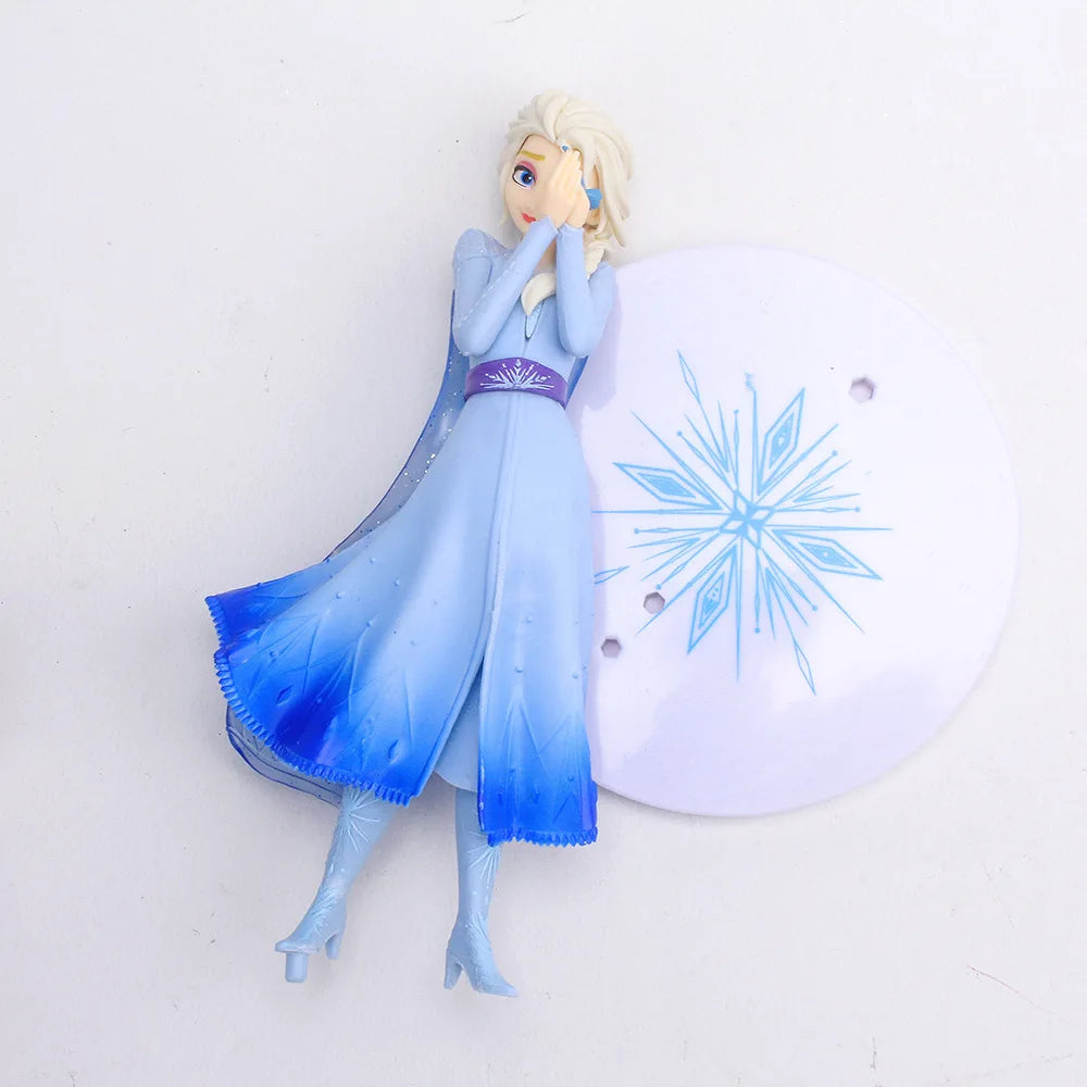 21cm Disney Frozen Snow Queen Elsa Princess Holding Fire Dragon In Hand PVC Action Figure Anime Doll Toys Christmas Gift For Kid