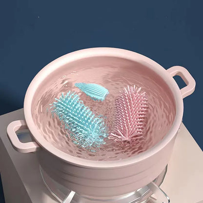 Cepillo de silicona para limpiar biberones, chupete, pajita, cepillo pequeño, 360 grados, para lavar vasos de vidrio, juego de herramientas de limpieza de cocina