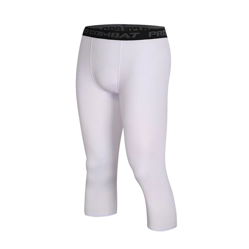 Basketball 7-point Tights Men's Sports Fitness Five-point White Training Pants Compressed High Elastic Quick-drying Leggings