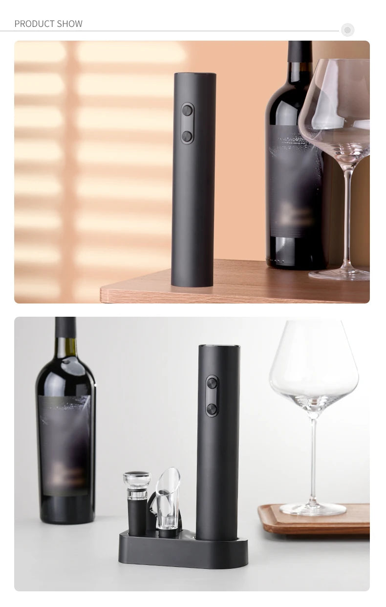 Electric Wine Bottle Opener Set Automatic Corkscrew with Aerator Pourer and Foil Cutter for Kitchen Bar Party Gifts Battery