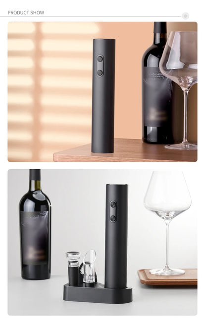 Electric Wine Bottle Opener Set Automatic Corkscrew with Aerator Pourer and Foil Cutter for Kitchen Bar Party Gifts Battery