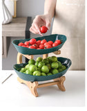 Three Layer Table Plates Dinnerware Wooden Kitchen Fruit Bowl with Floors Partitioned Dish Snack Candy Cake Stand Salad Bowl