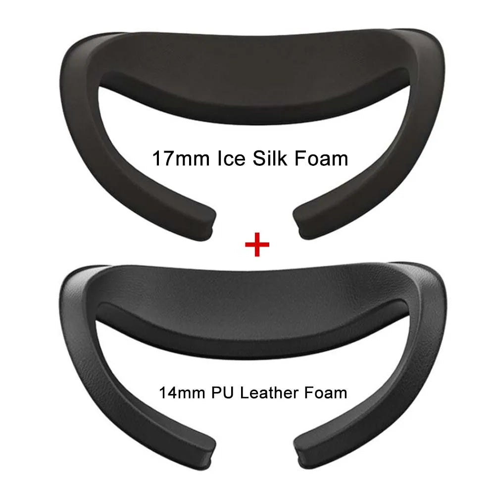 For Meta Quest 3 Face Mask Cover AMVR Upgraded 3-in-1 Facial Interface PU Leather Ice Silk Fabric / Replacement Foam Pad