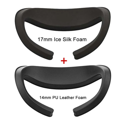 For Meta Quest 3 Face Mask Cover AMVR Upgraded 3-in-1 Facial Interface PU Leather Ice Silk Fabric / Replacement Foam Pad