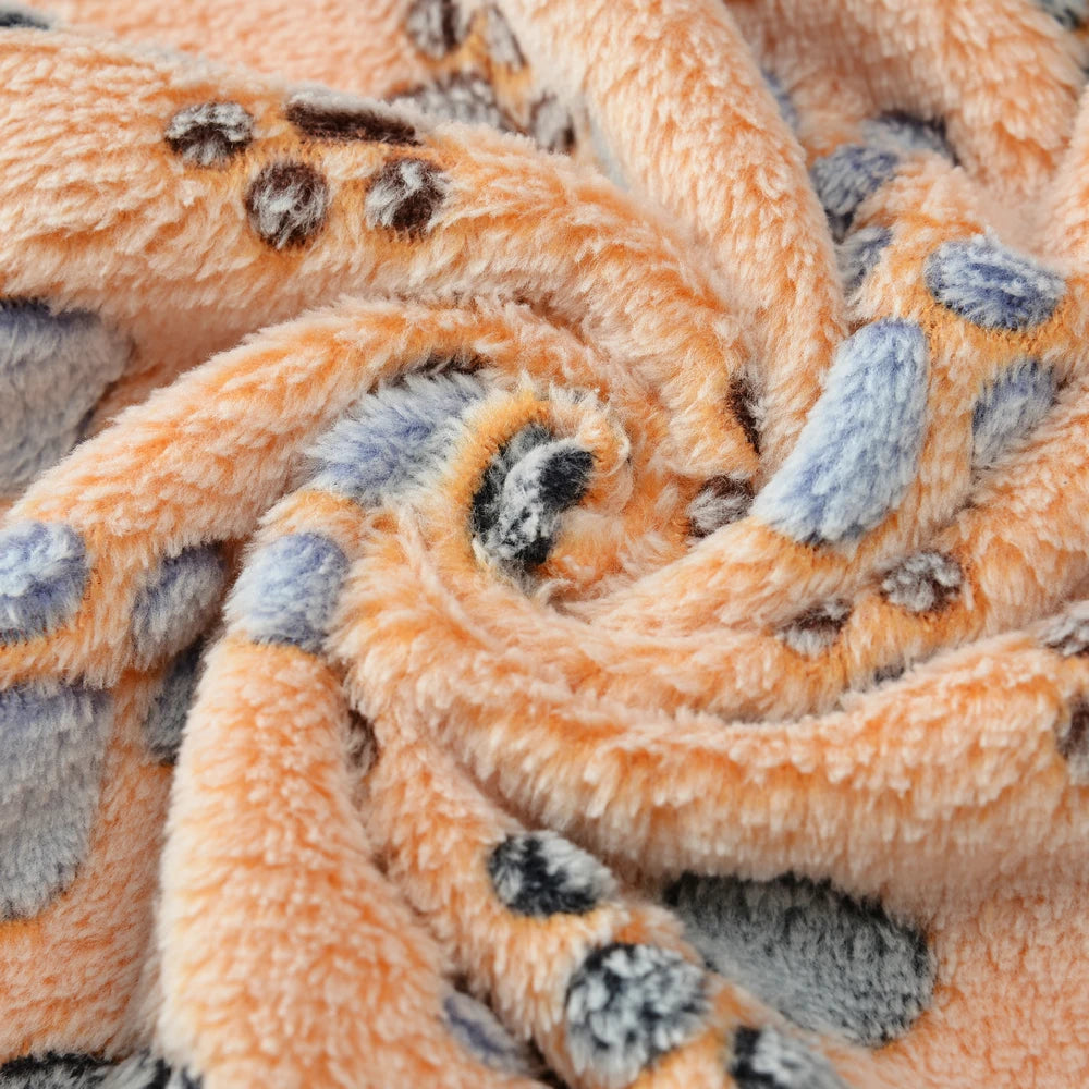 Warm Pet Cat Blanket Autumn Winter Cozy Thicken Fleece Kitten Footprint Bed Mat for Small Medium Big Cats Dog Chihuahua Supplies