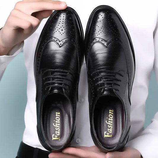 Handcrafted Men's Oxford Shoes, Genuine Calfskin Leather Brogue Dress Shoes, Classic Business Formal Shoes for Men
