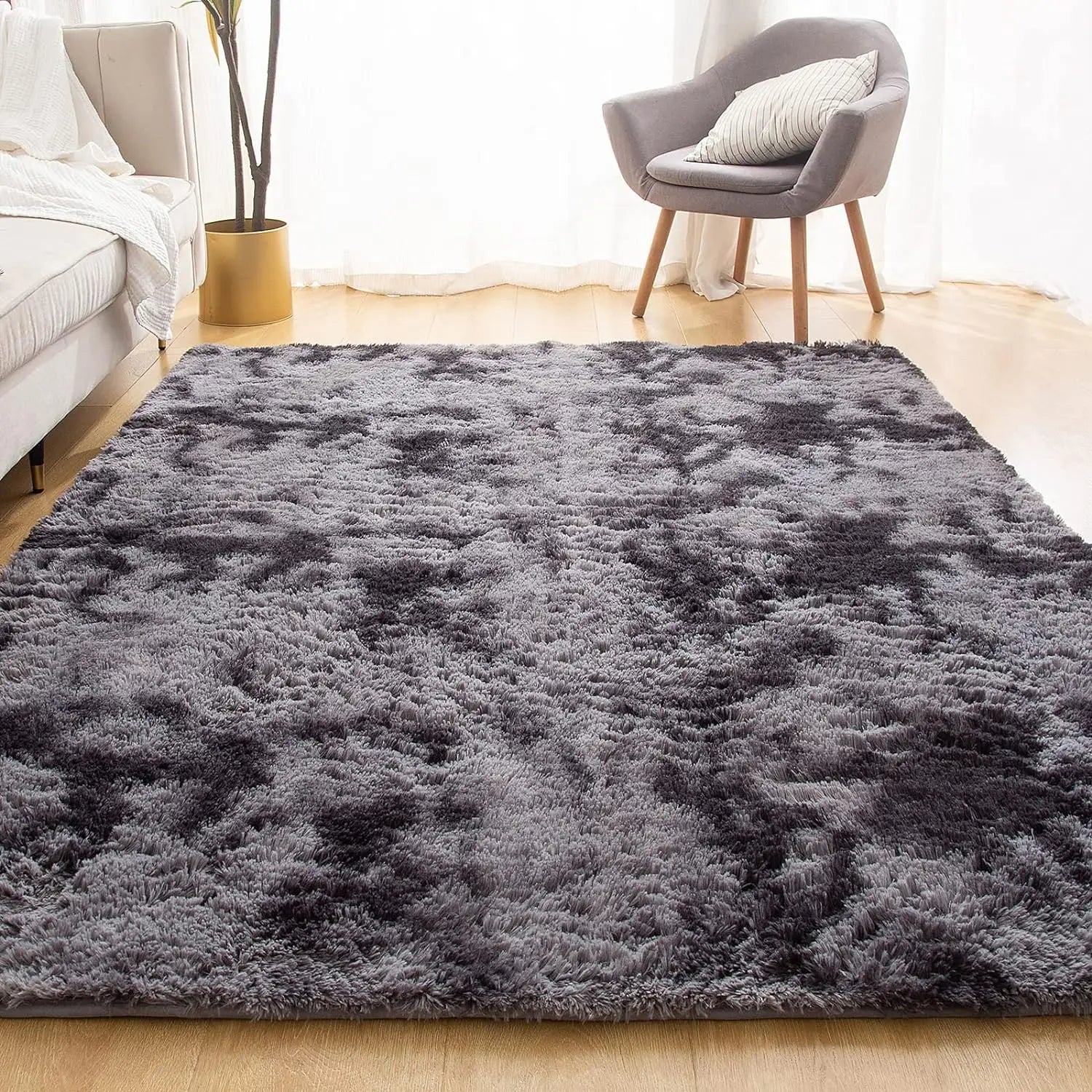 Soft Area Rugs for Living Room Non-Slip Thick Plush Carpets for Winter Anti-Slip Fluffy Artificial Velvet Rugs Soft Gray Carpets